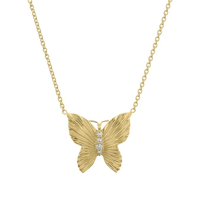 Yellow gold sale butterfly necklace