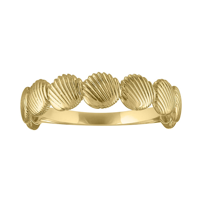 Yellow gold fluted circle skinny band.