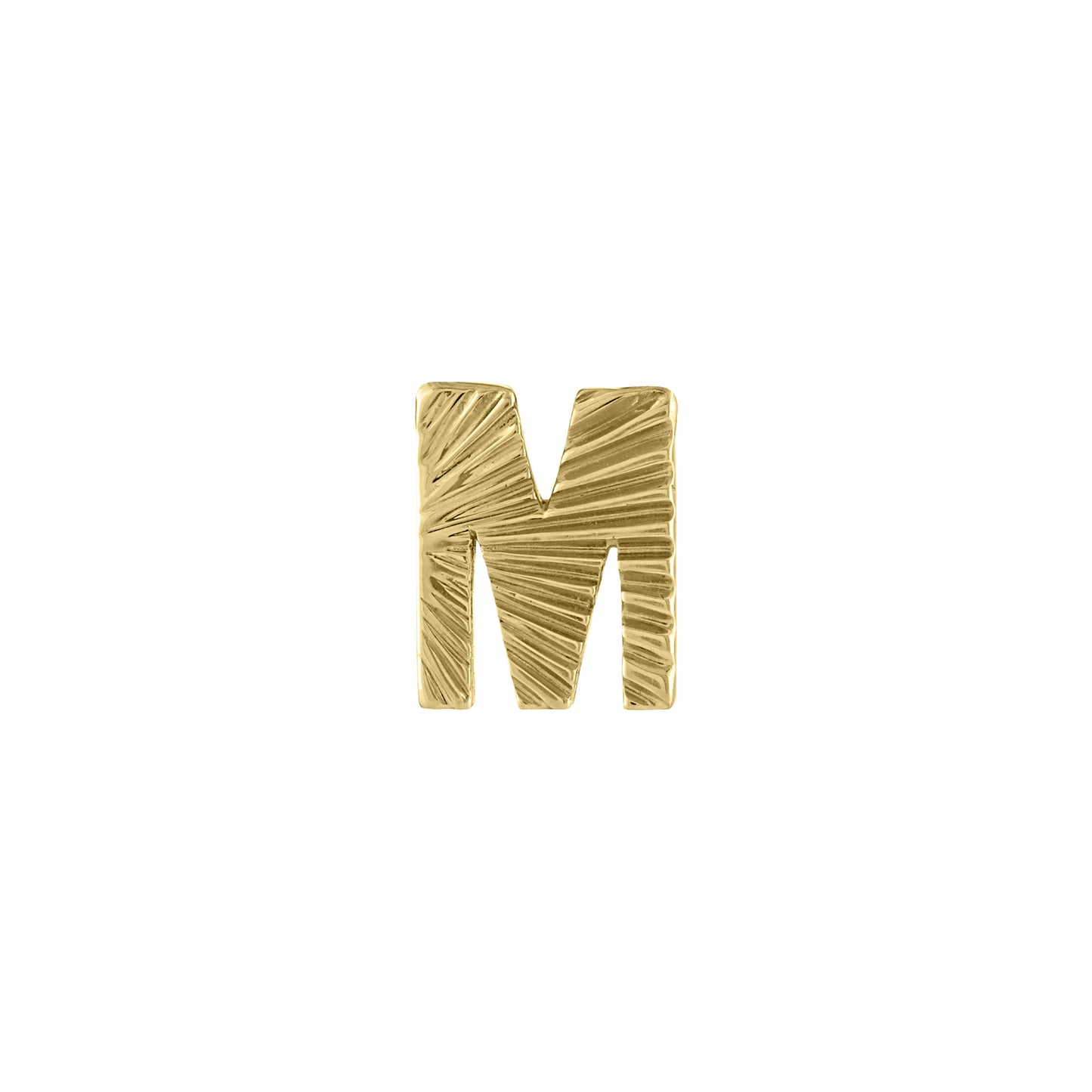 Yellow gold fluted mini initial earring.