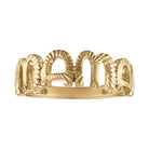 Yellow gold mama ring with fluting.