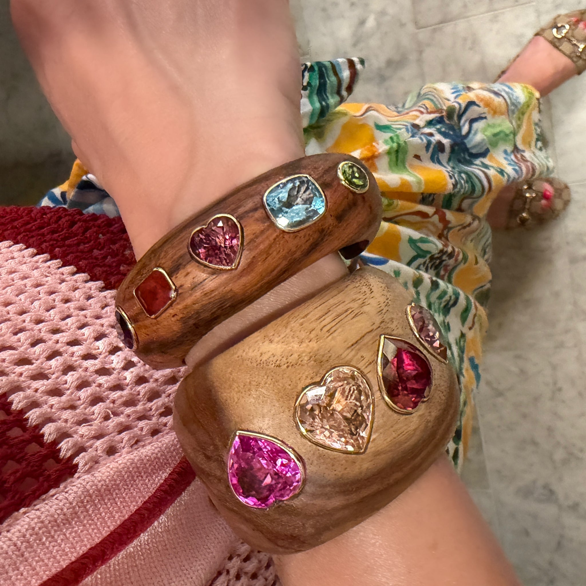 Milestones by AB for My Story: Wide Pink Topaz Heart Gemmy Wood