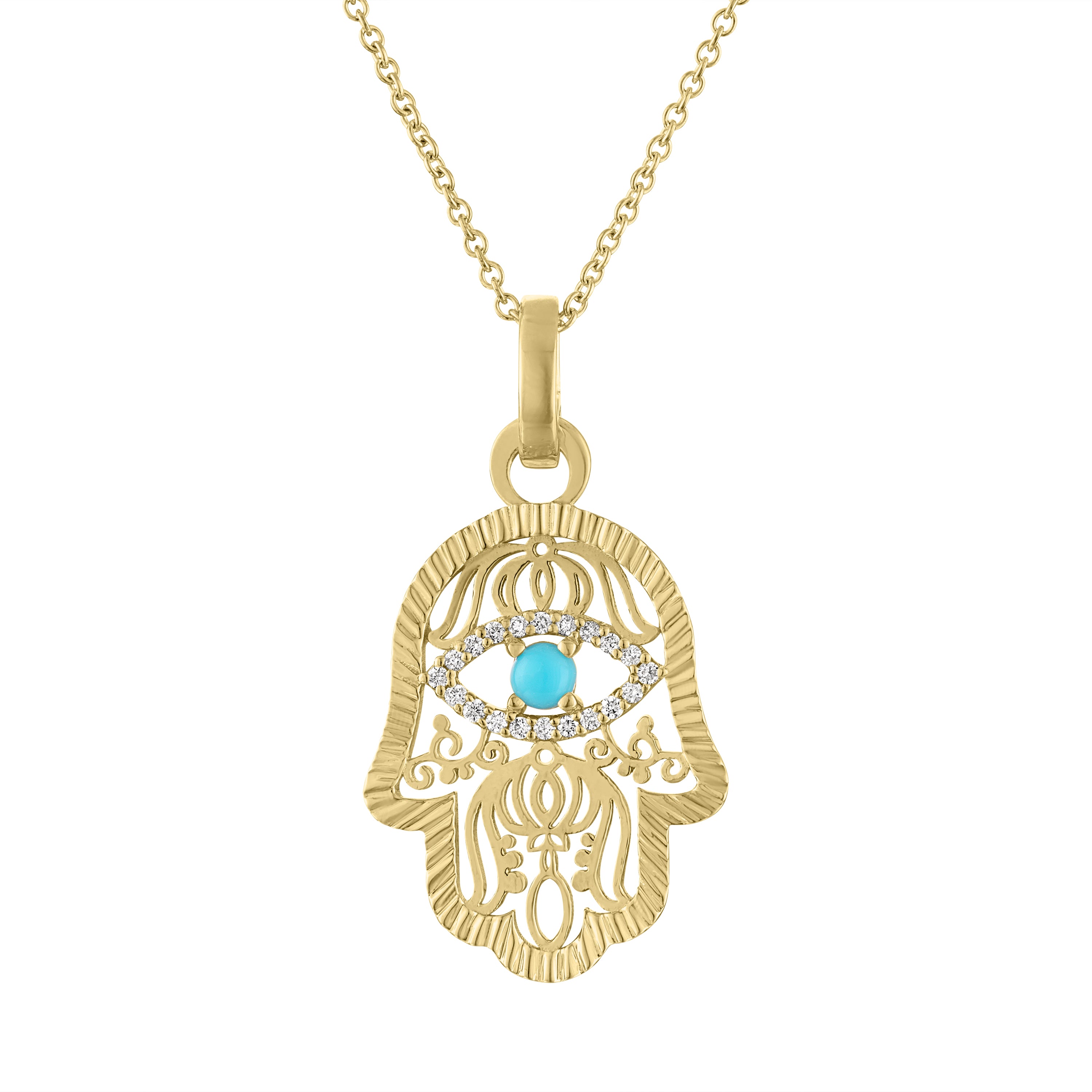 Solid 14K Yellow Gold shops Enamel Hamsa Charm