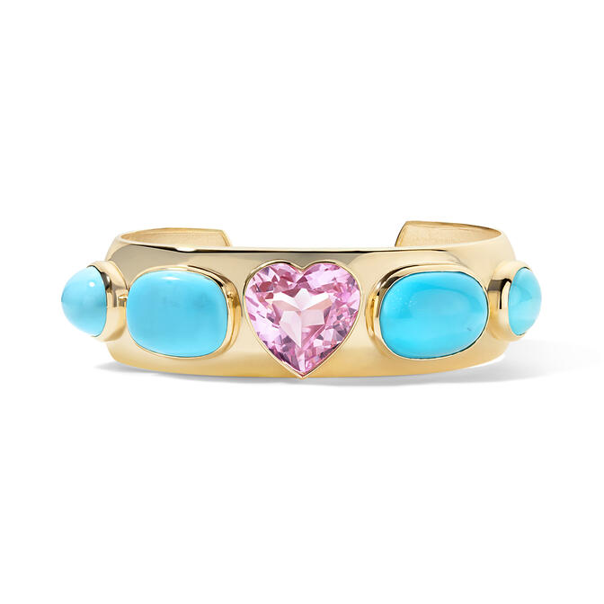 Pink Heart & Turquoise Gemmy Cuff – My Story By Jackie Cohen