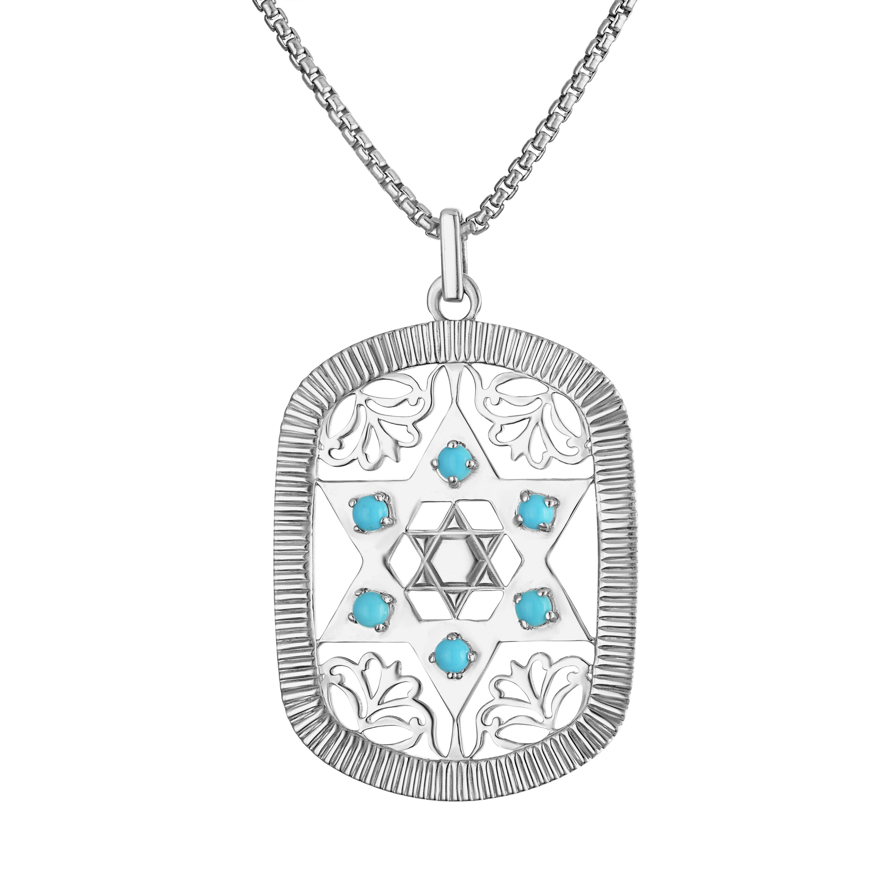 Large Jaime Star of David Dog Tag Necklace (Turquoise) – My Story