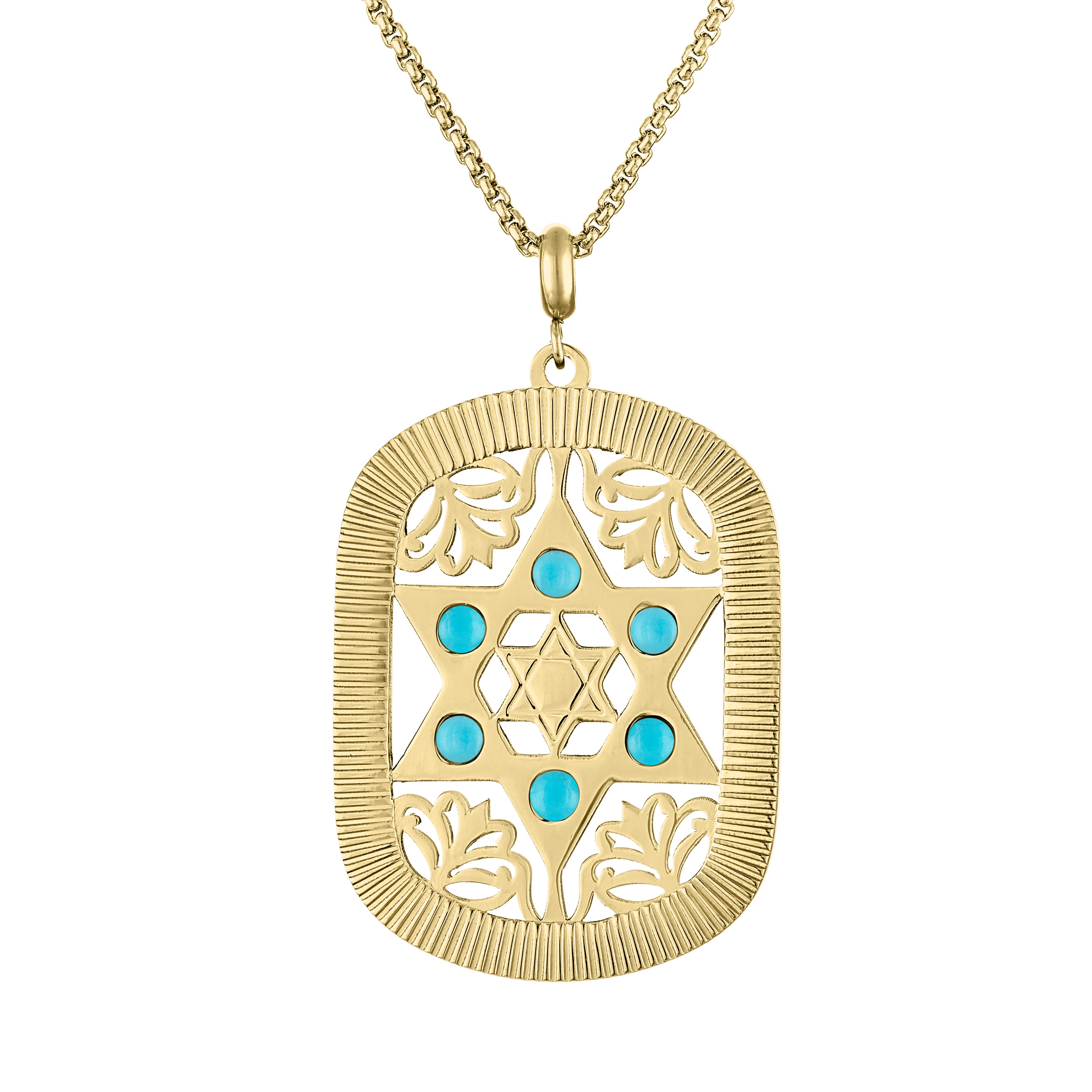 Large Jaime Star of David Dog Tag Necklace (Turquoise) – My Story