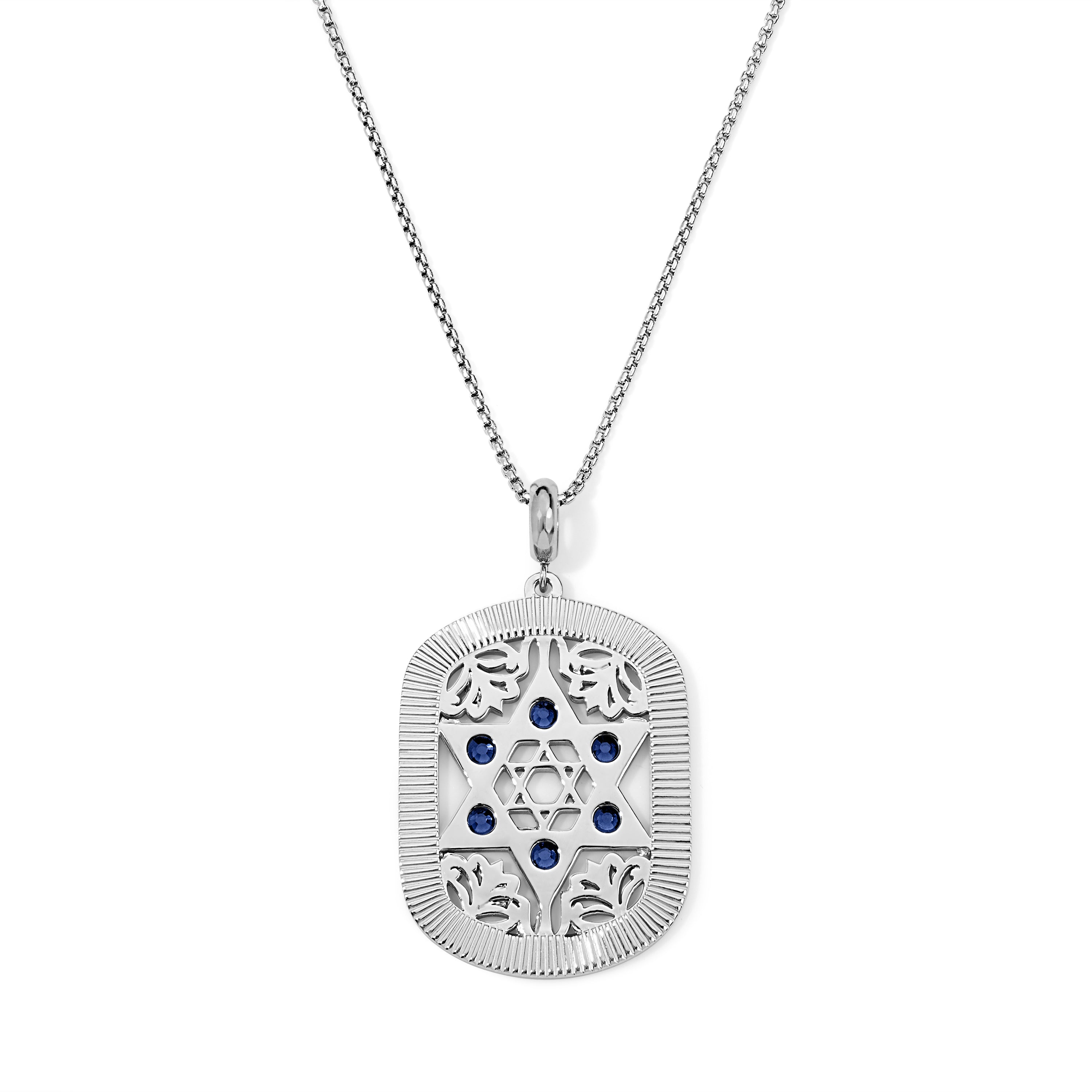 Small Jaime Star of David Dog Tag Necklace (Sapphire Crystal) – My