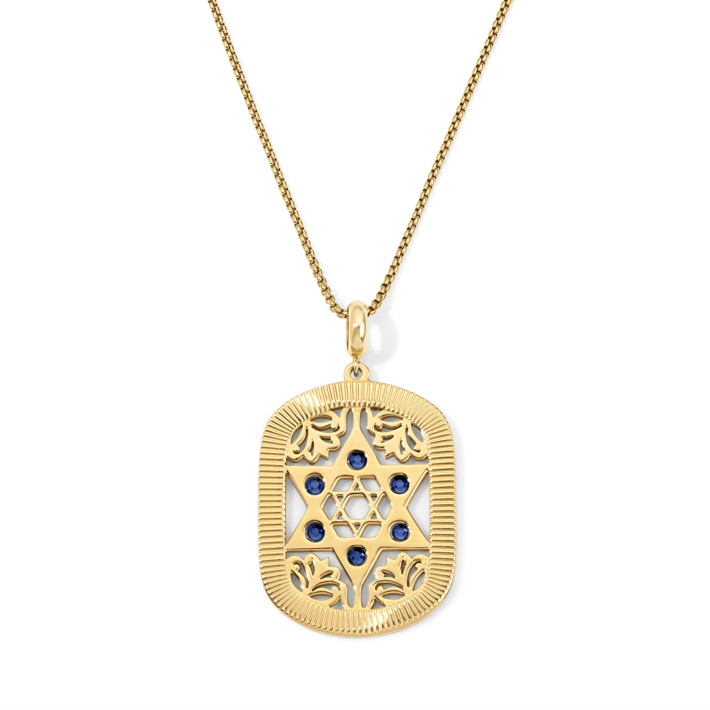 Small Jaime Star of David Dog Tag Necklace (Sapphire Crystal) – My