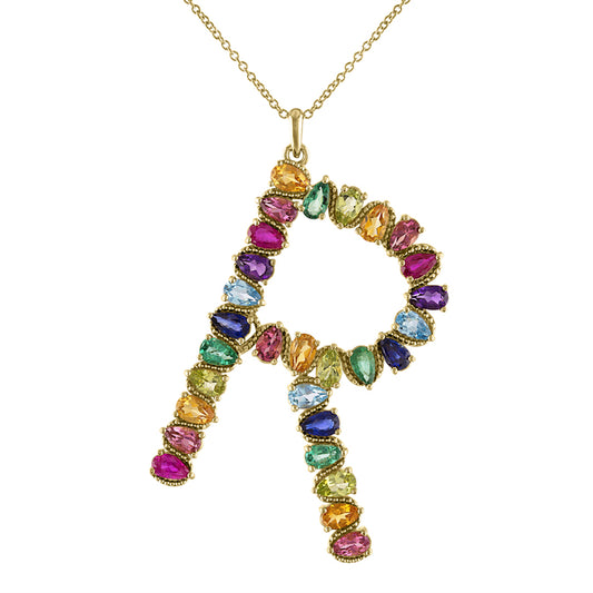 Paloma Initial Necklace in Rainbow