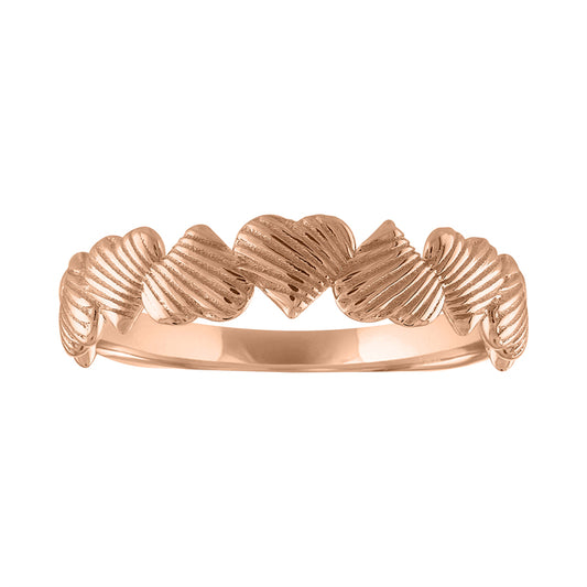 Rose gold heart shaped skinny band with fluting.