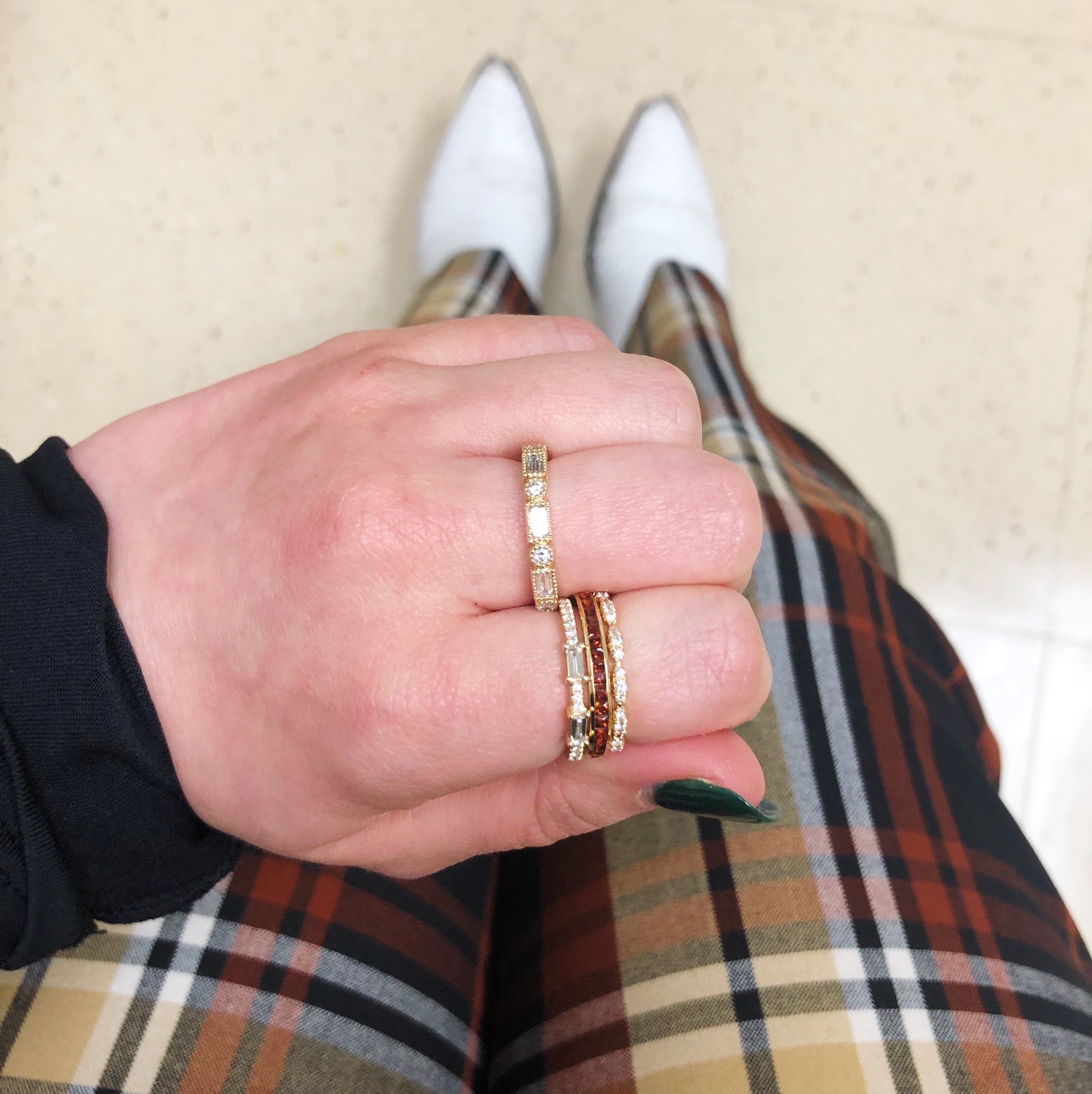 assorted ring stacks with mae