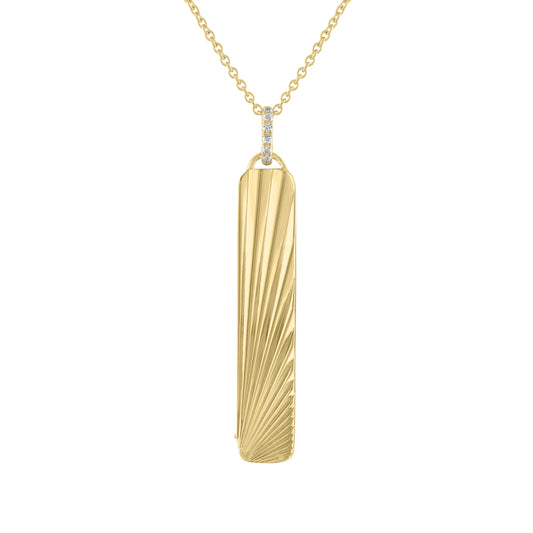 Yellow gold large skinny fluted dogtag.