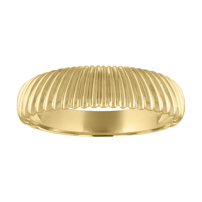 Yellow gold wide band with fluting.