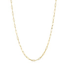 Yellow gold skinny paperclip chain.